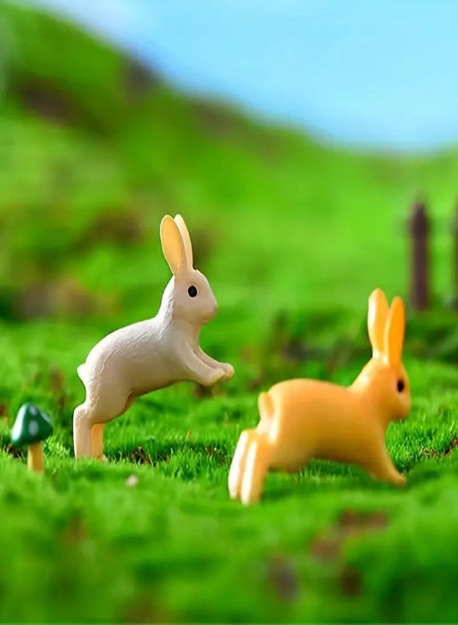 ascension Set of 4 Bunny Figurine Resin Running Rabbit Figurine Rabbit Doll for Home Fairy Garden Dollhouse Decoration Animals Miniature Crafts for Kids Gifts - Image 5